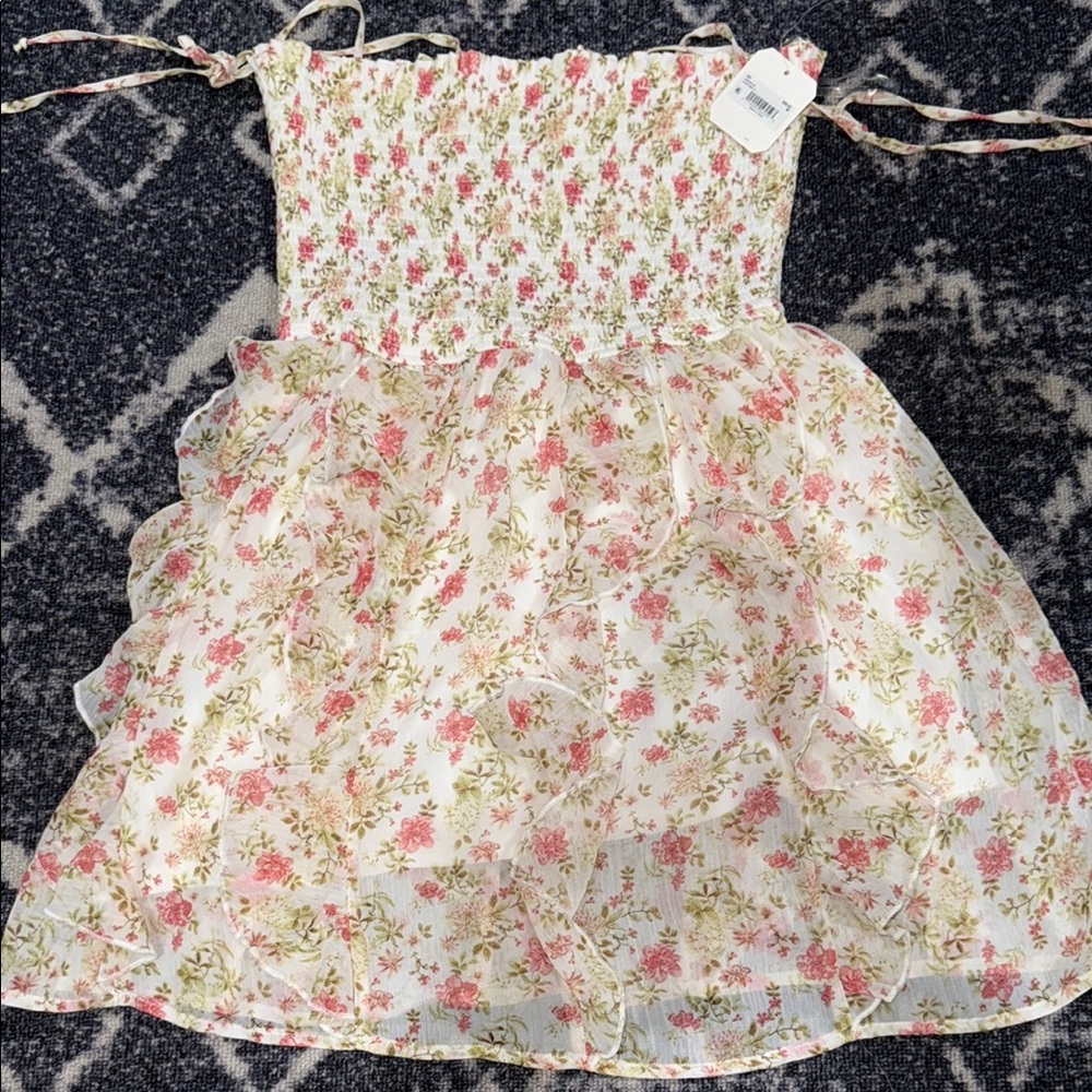 Altar'd State Floral Mini Dress - Pink and Green